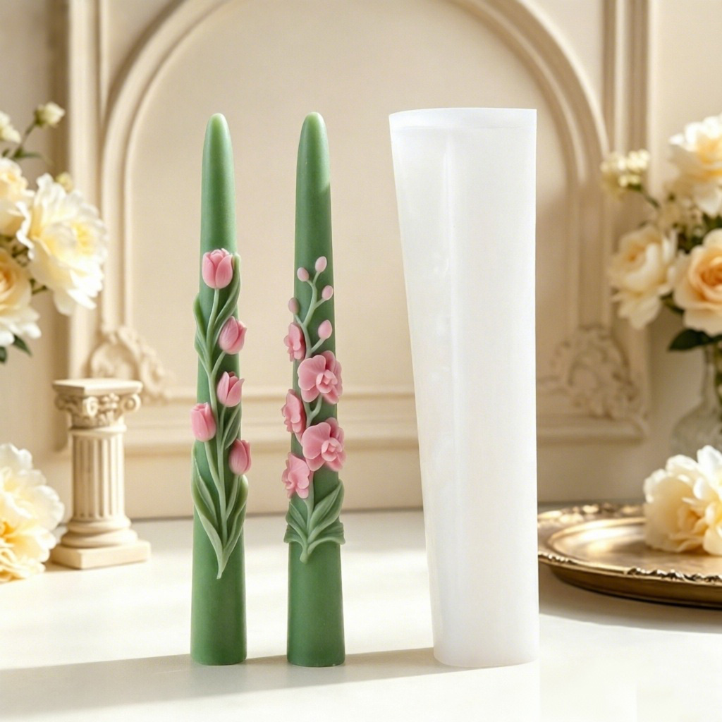 Candle Making Party - Long Pole Flower Taper Candle Silicone
