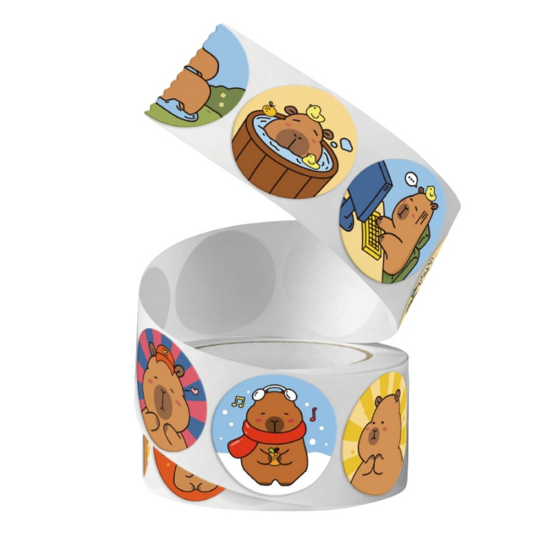 500pcs/pack Capybara Stickers  - Label Sticker Round review and price