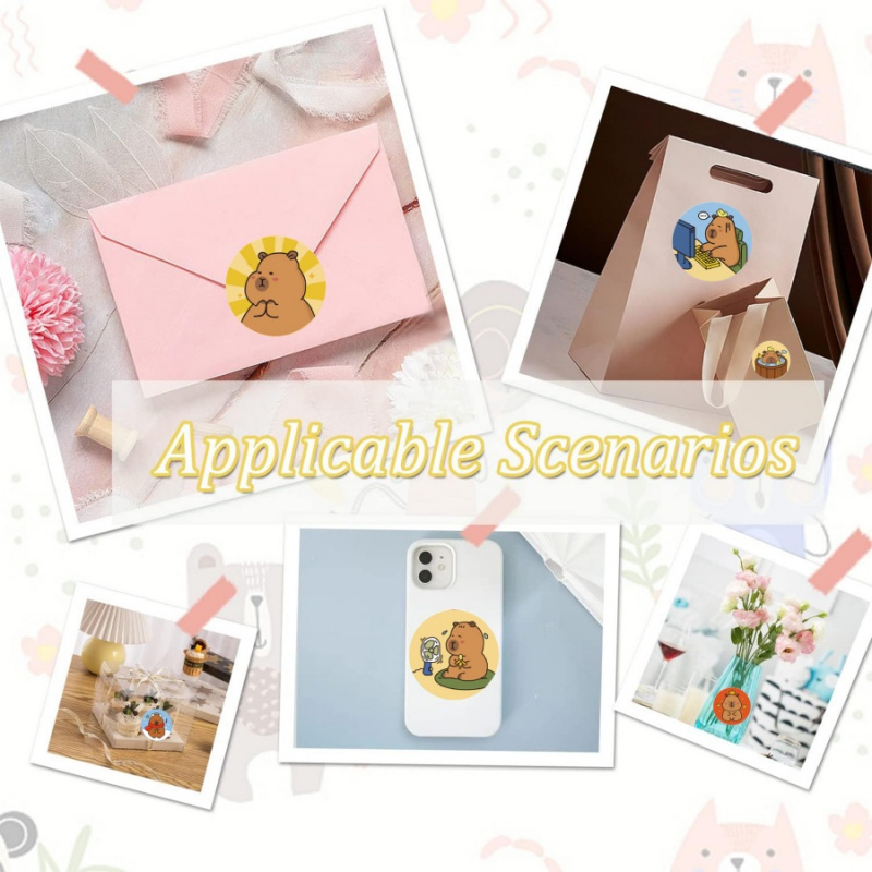 500pcs/pack Capybara Stickers  - Label Sticker Round review and price